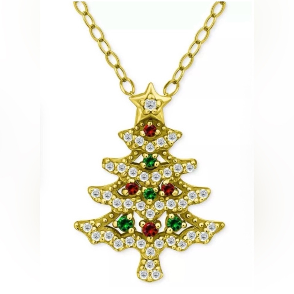 Giani Bernini Cubic Zirconia Sterling Silver Christmas Tree Pendant Necklace